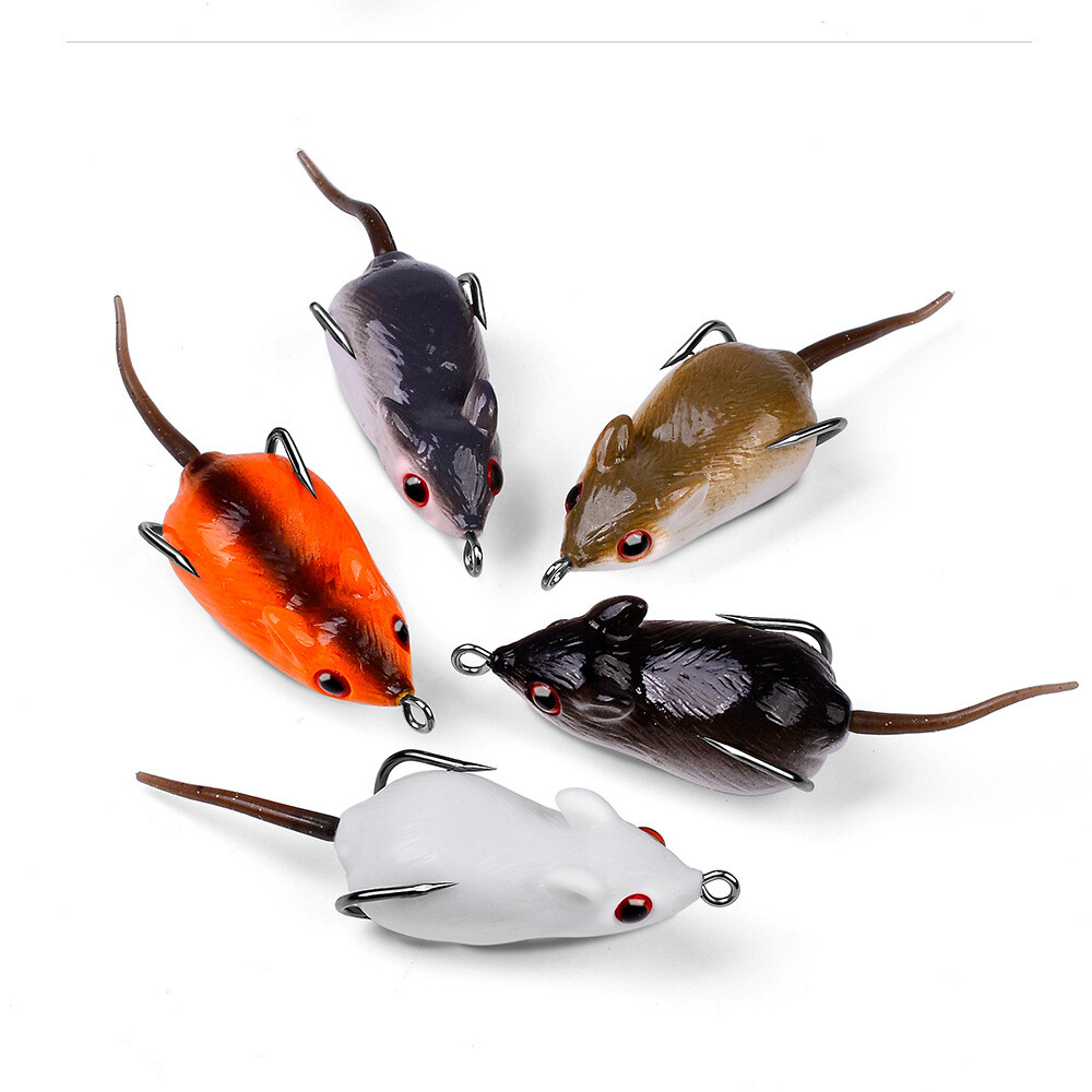 5pcs 9g-5cm Mouse Fishing Lure Topwater Rat Lure Soft Bass Bait Artificial Lure
