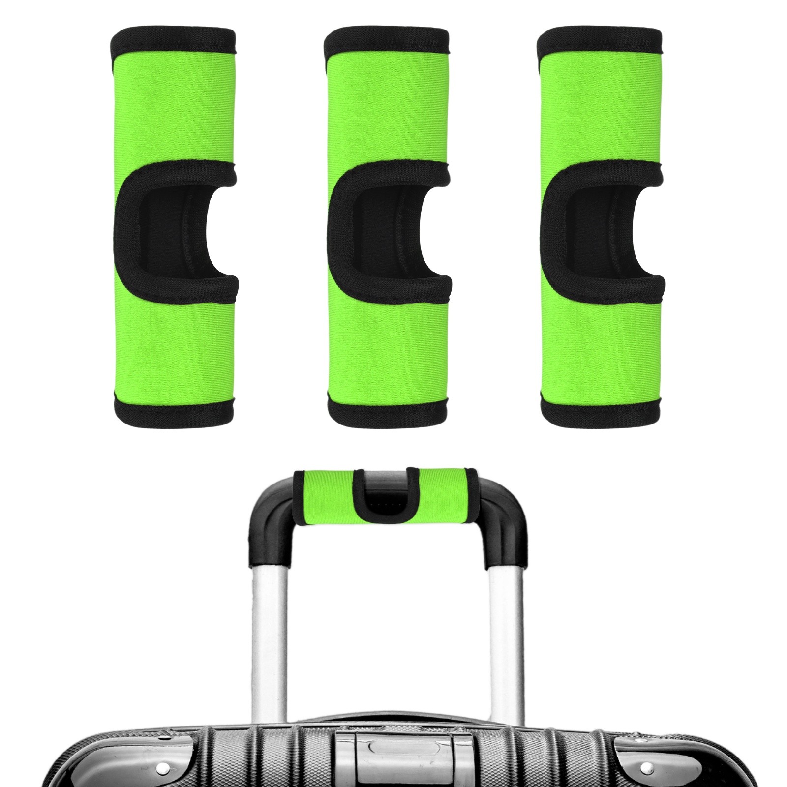 3PCS Luggage Handle Wrap Neoprene Identifiers Hollow for Suitcases,Grass Green
