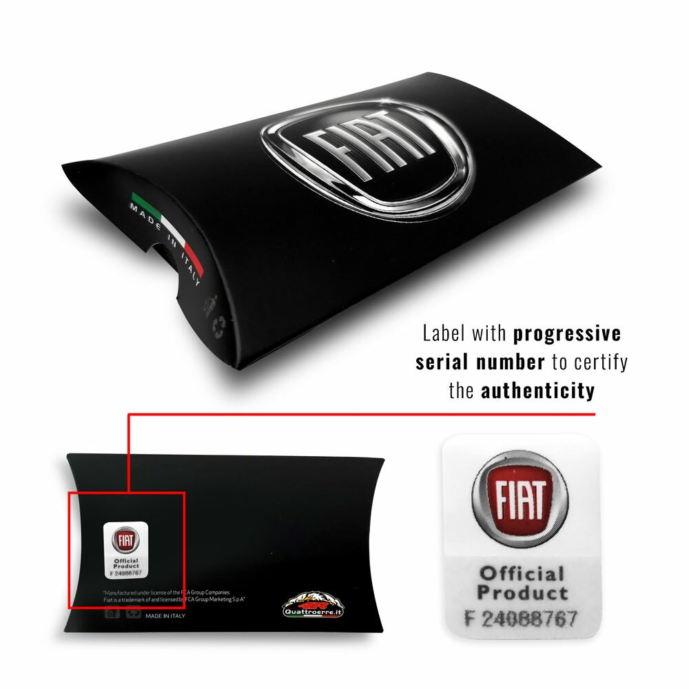 Fiat Carbon Red Keychain, Official Black Logo
