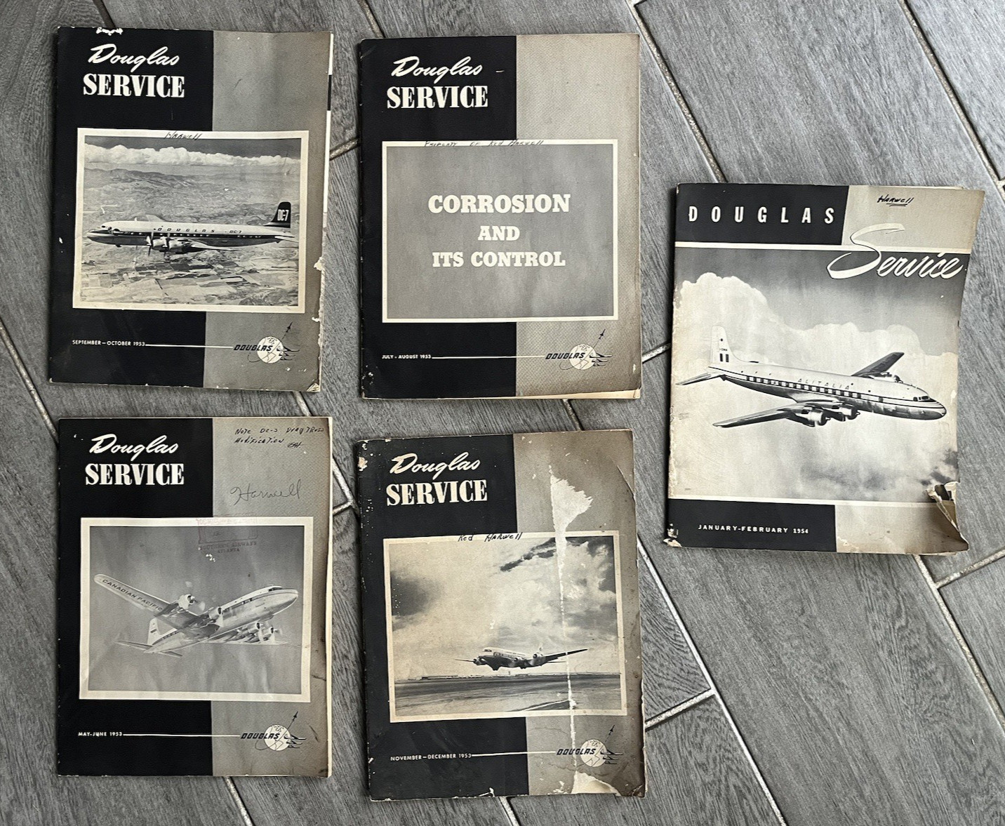 Douglas Service Magazine Lot of  5  From The 1950`s Condition Issues Orig.  Read