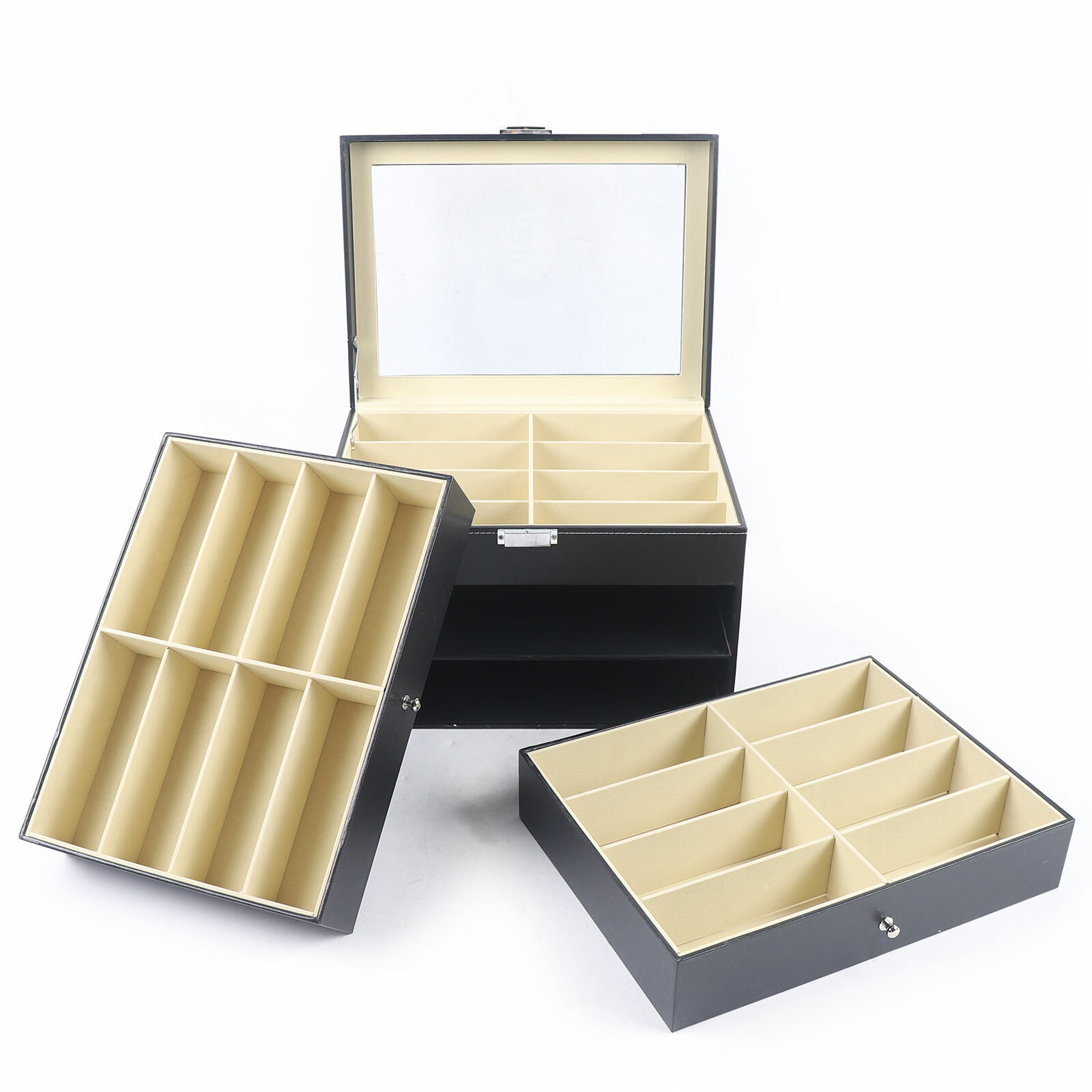 24 Slots Glasses Box Display Storage Case Organizer Leather For Sunglasses