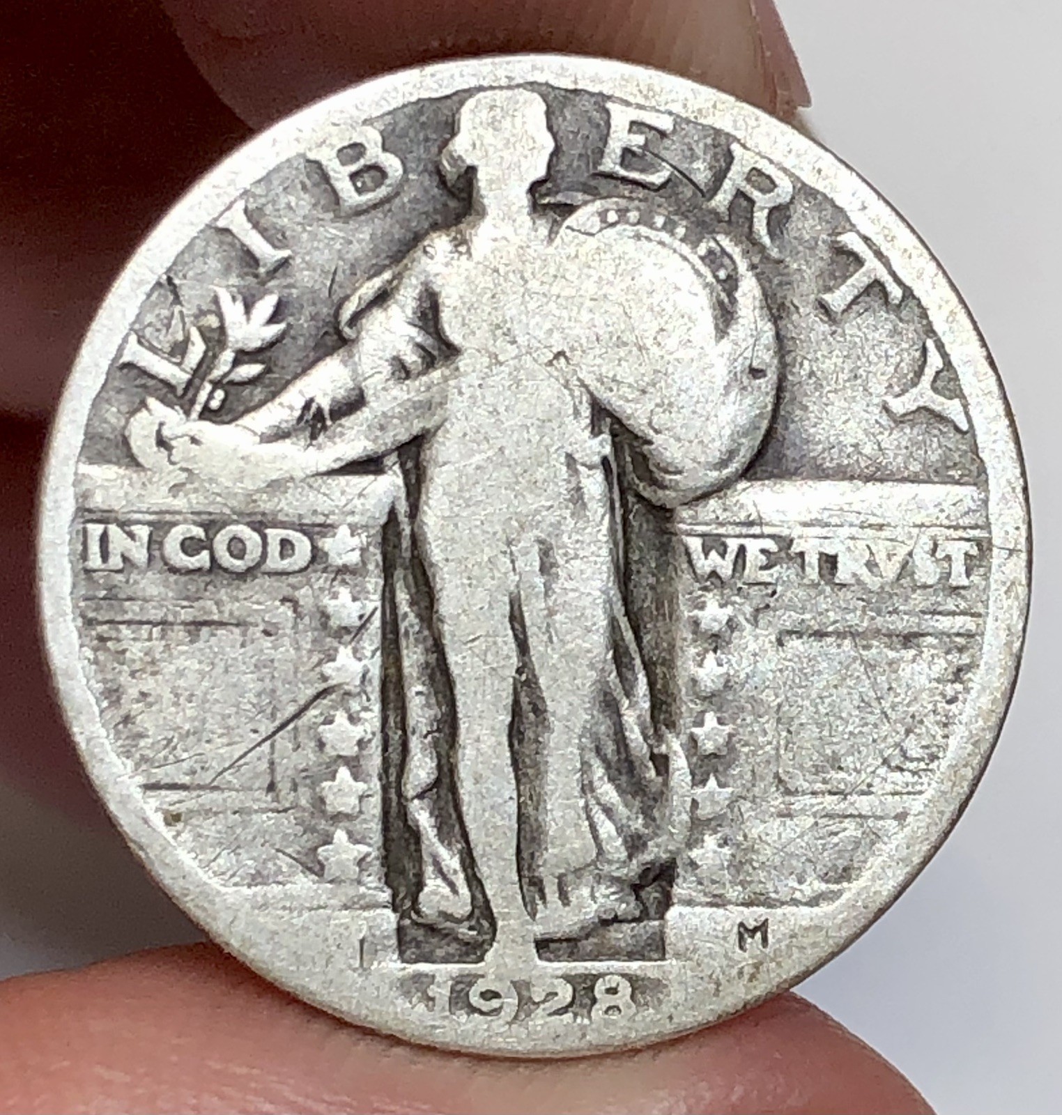 1928 Standing Liberty Silver Quarter VG - Better Date - Only 6,336,000 Minted