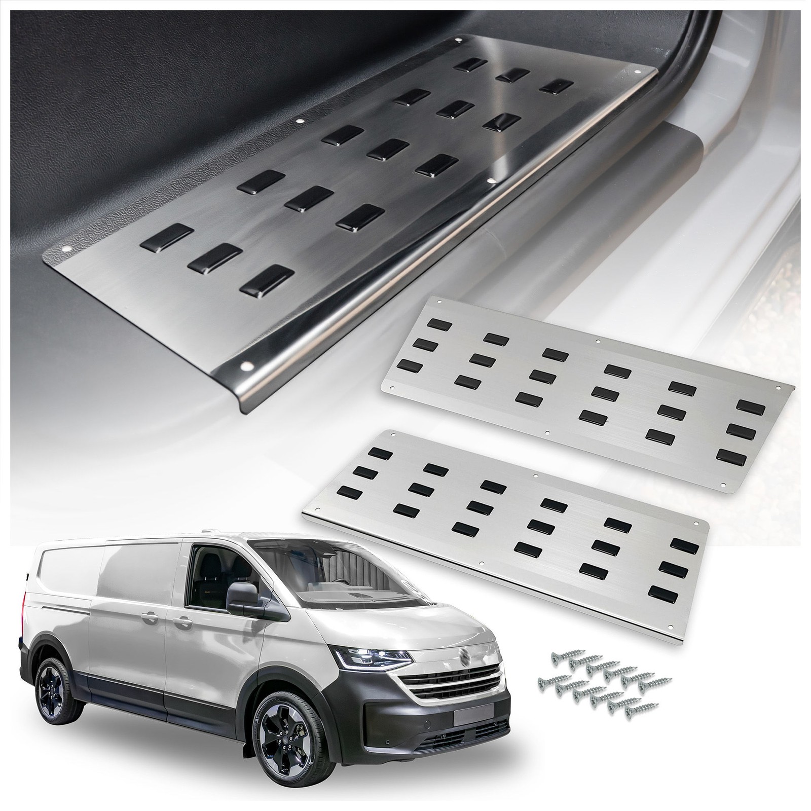 Abdeckungen für vordere Innentrittstufen VW Transporter 2025- Schwarz | Silber