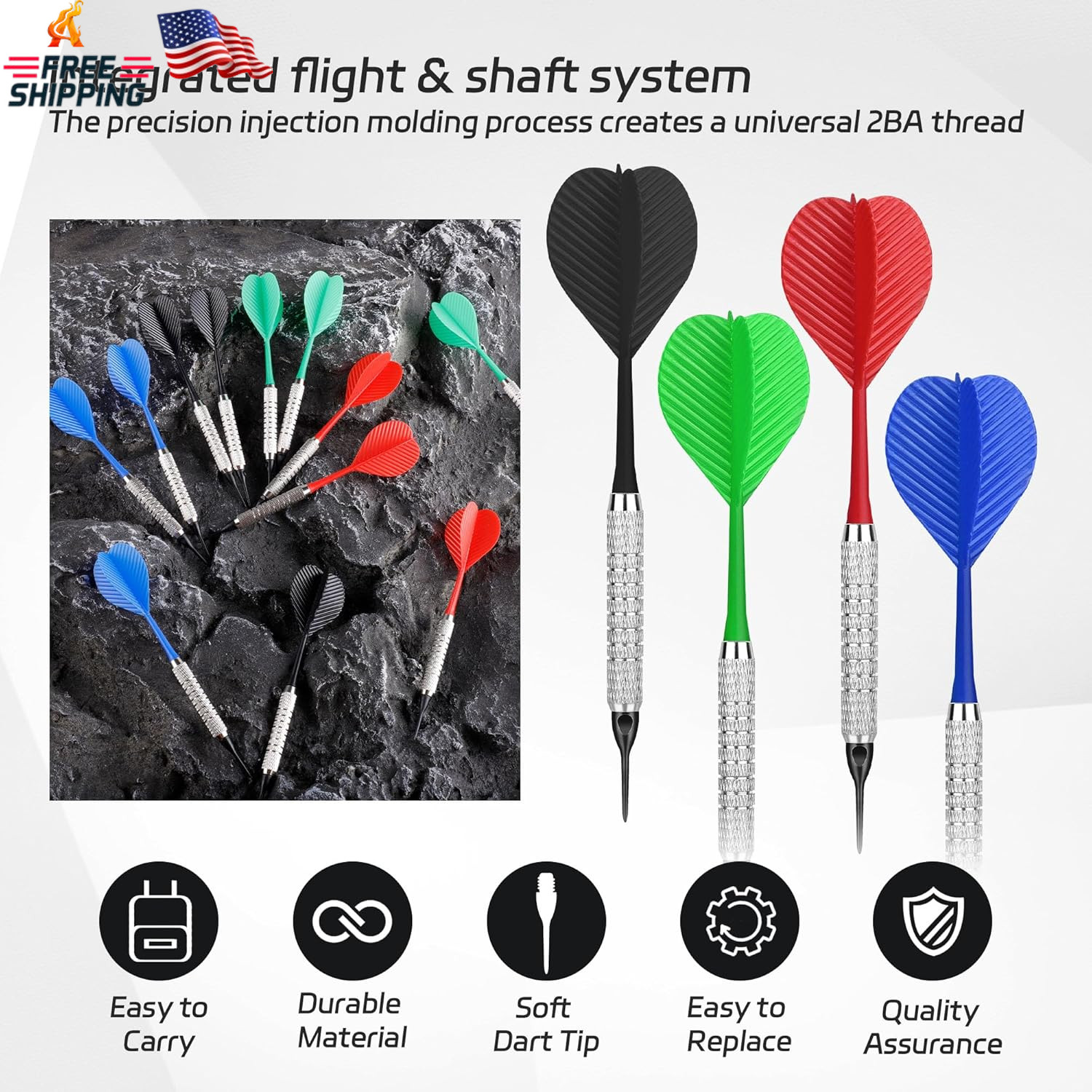 Cyeelife Plastic Tip Darts,12Pcs Soft Darts Set with 100 Plastic Tips for Electr