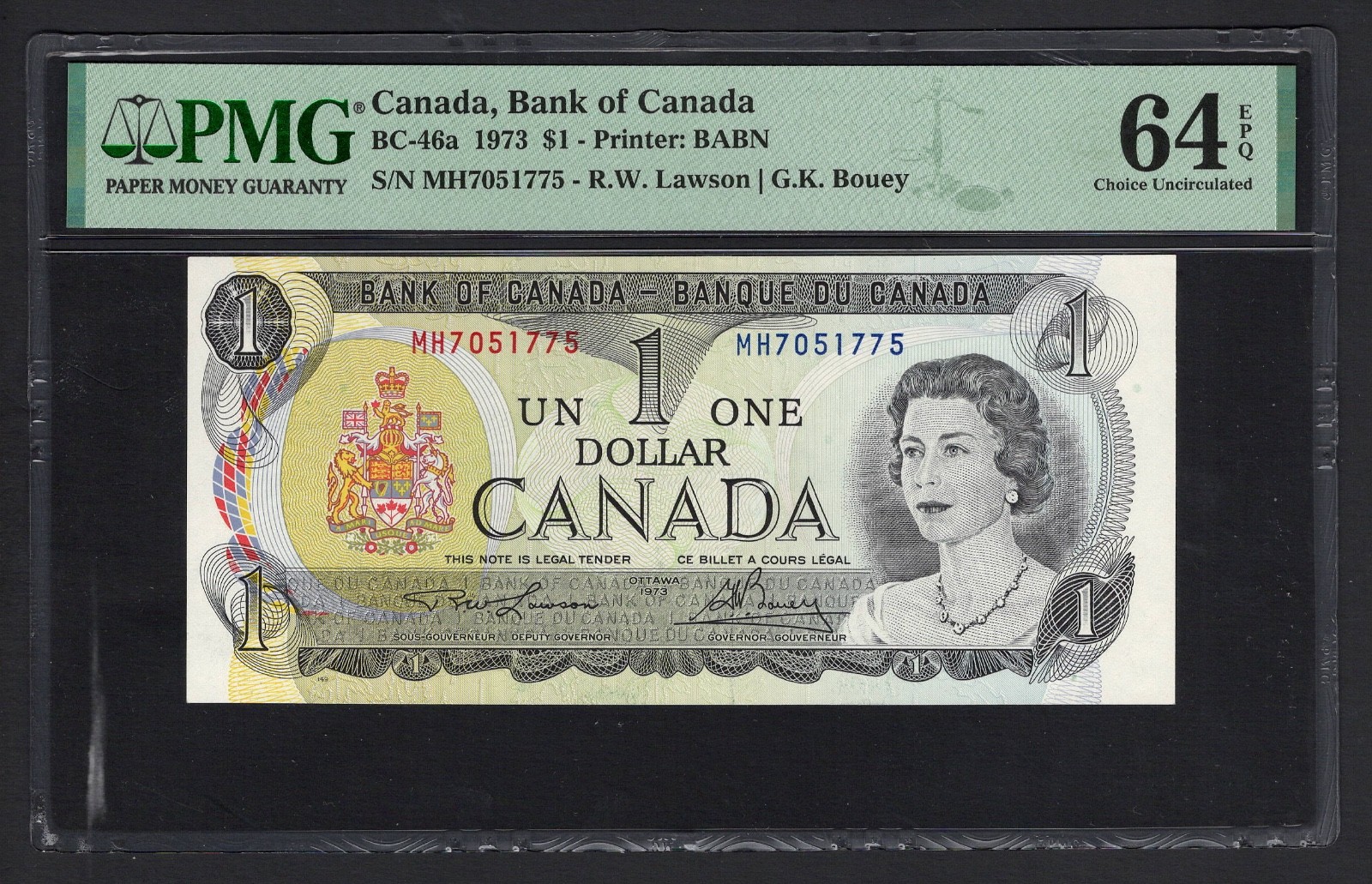Canada One Dollar 1973 BC-46a Uncirculated Grade 64