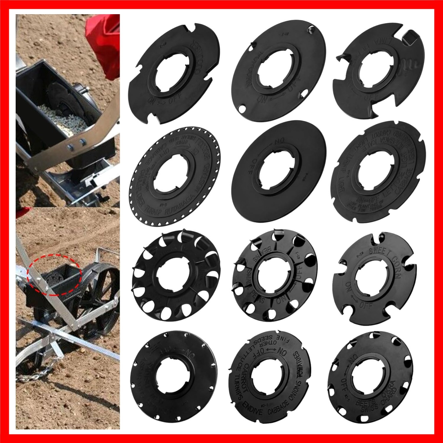 60009 60010 Optional Seed Plate 12 Set for EarthWay 10001 1001-B Garden Seede...