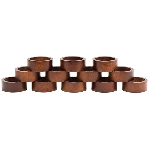 Napkin Rings Set of 12, Wooden Napkin Rings Artisan Crafted in India, Tabletop