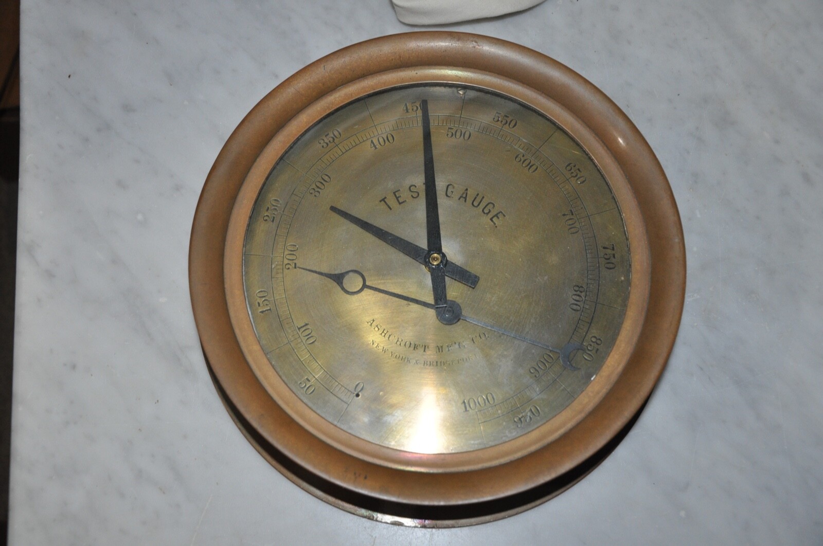 VINTAGE  ASHCROFT BRASS TEST GAUGE for PARTS OR DECORATION