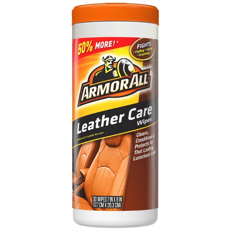 Armor All Leather Care Wipes Cleans Conditions & Protects Leather 30 Wipes 7"x8"