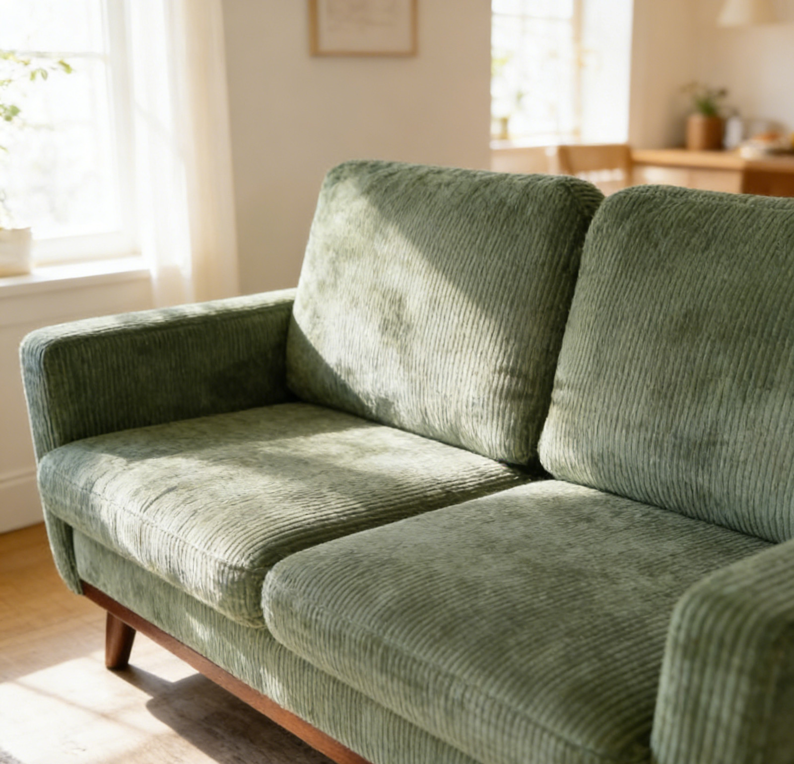 NEW 68" Corduroy Sofa 2-Seater, Modern Small Space Couch for Living Room Green