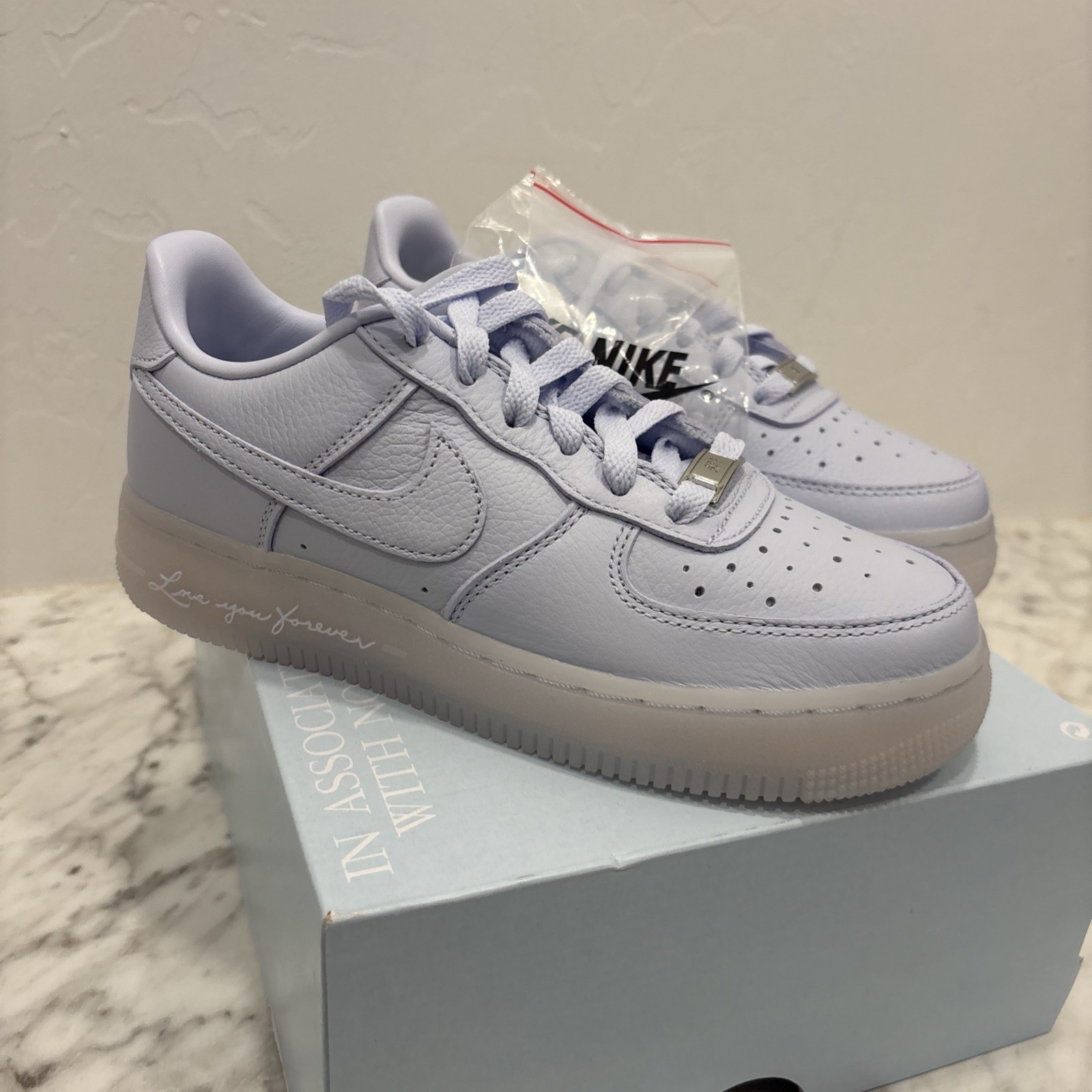 Nike Air Force 1 x NOCTA Drake Palest Purple Sneakers, Size 5.5Y / 7W HQ1772-500