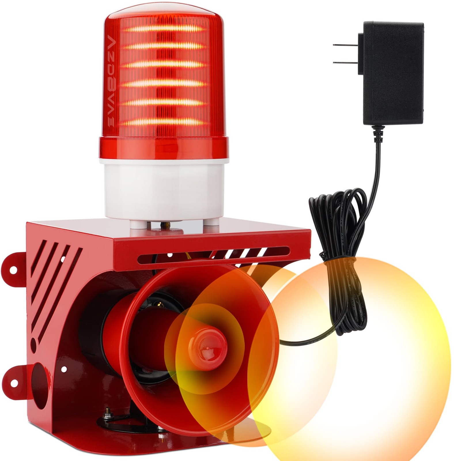 Industrial Siren Alarm Strobe Light, 120dB Loud Horn&Red Beacon Warning Red