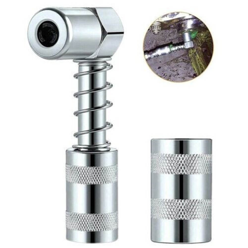New Galvanized Steel 90° Grease Adapter 3-Jaw Spring Loaded For Zerk Fittings