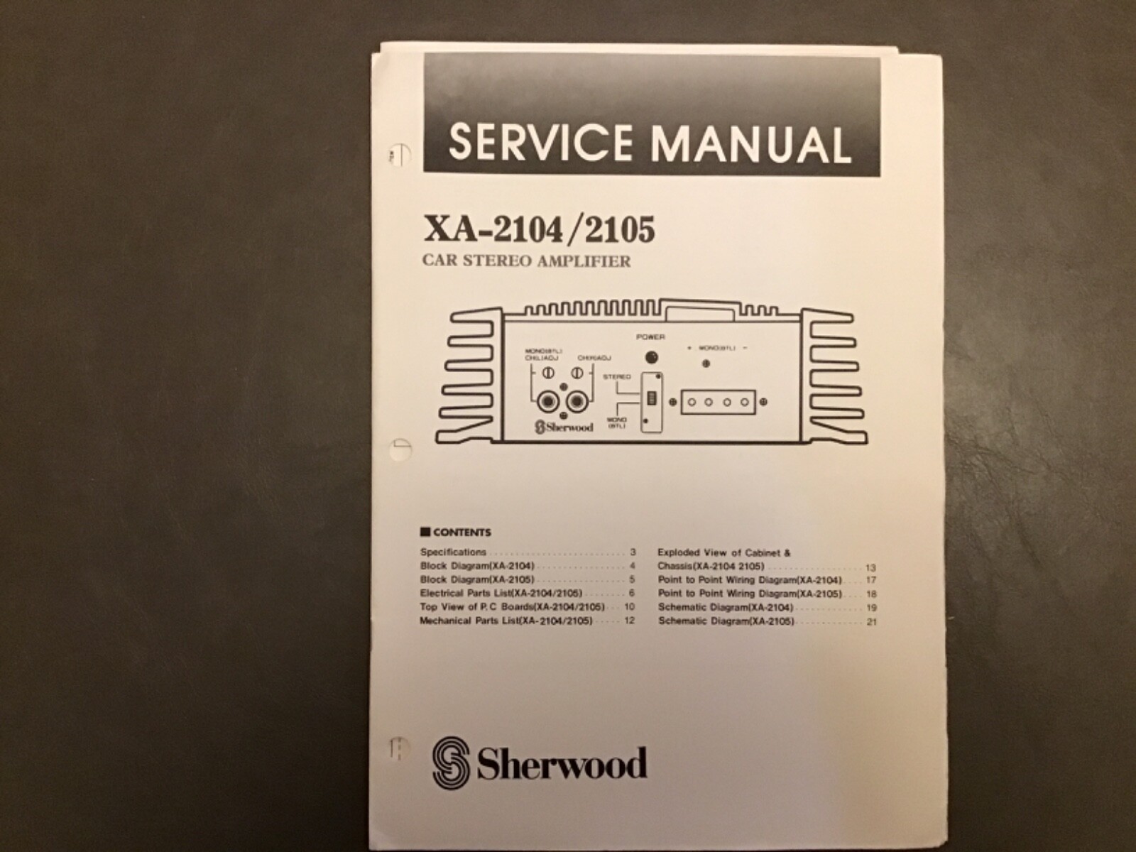 SHERWOOD XA-2104 XA-2105 Service Manual