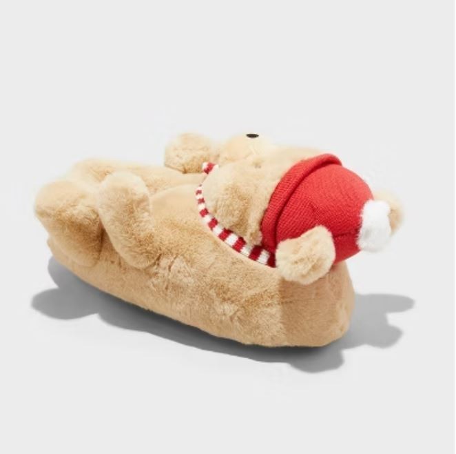 Adult Holiday Teddy Bear Character Slippers - Wondershop™ Beige L (NEW W/ TAG)