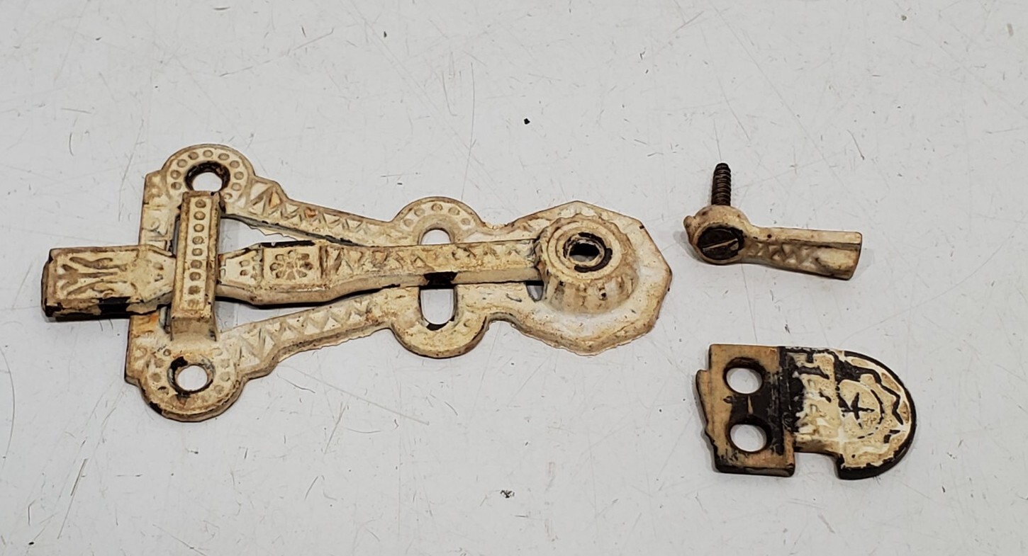 Antique Cross Lock Hasp & Hook Door Gate Latch Eastlake Arts Crafts Hardware