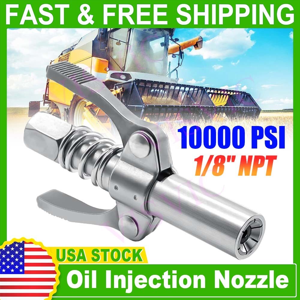 10000PSI Grease Gun Coupler Quick Release Lock Oil Injection Nozzle Professional