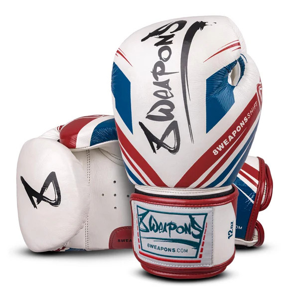 8 Weapons Gloves Shift + Shin Guards Shift White-Navy-Red Combo