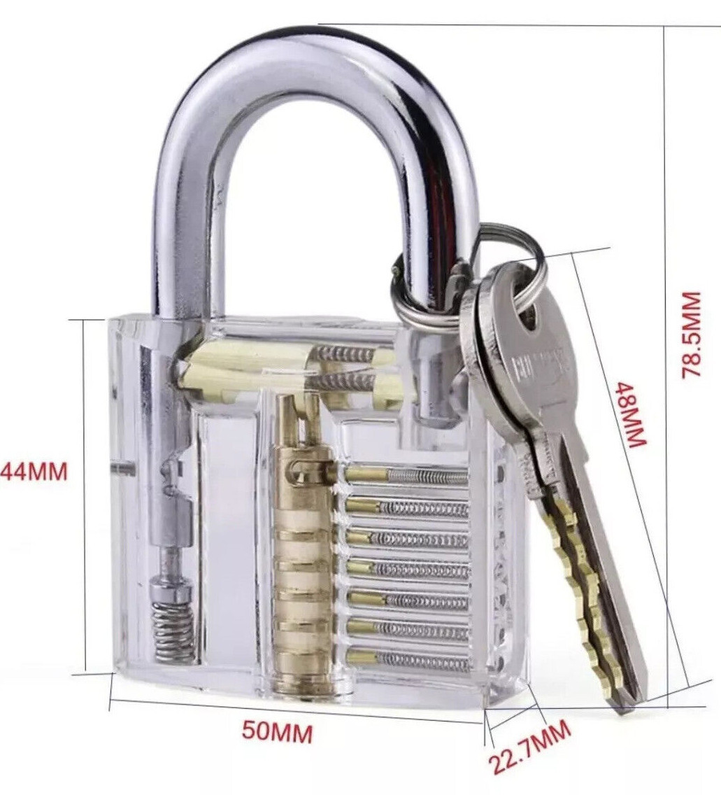 Transparent Padlock With Keys - Clear Visible See-Through Lock - brand