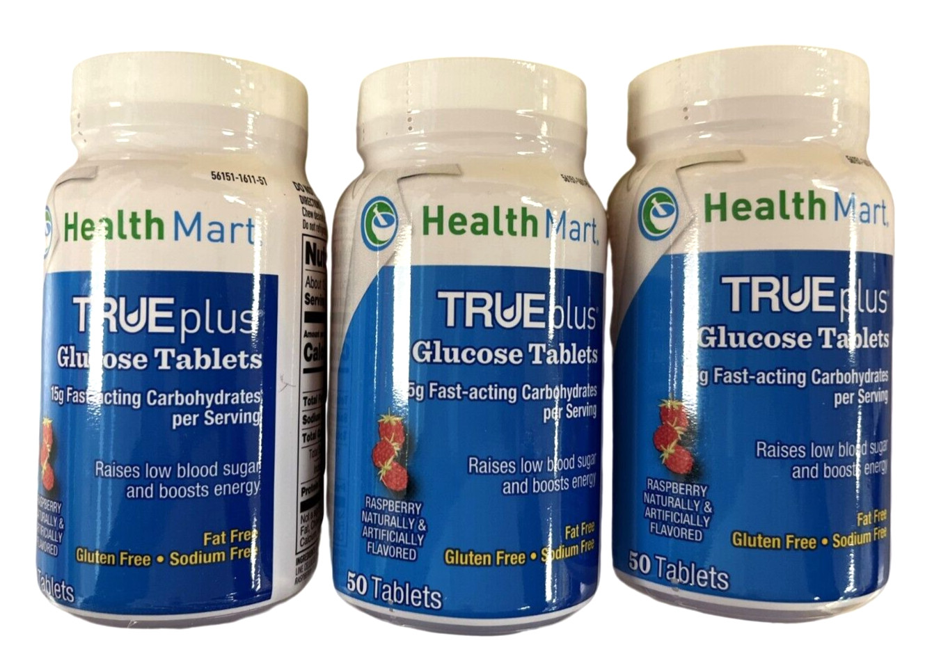 HM Glucose Tablets RASPBERRY 50 count ( 3 pack )  PHARMACY FRESH /