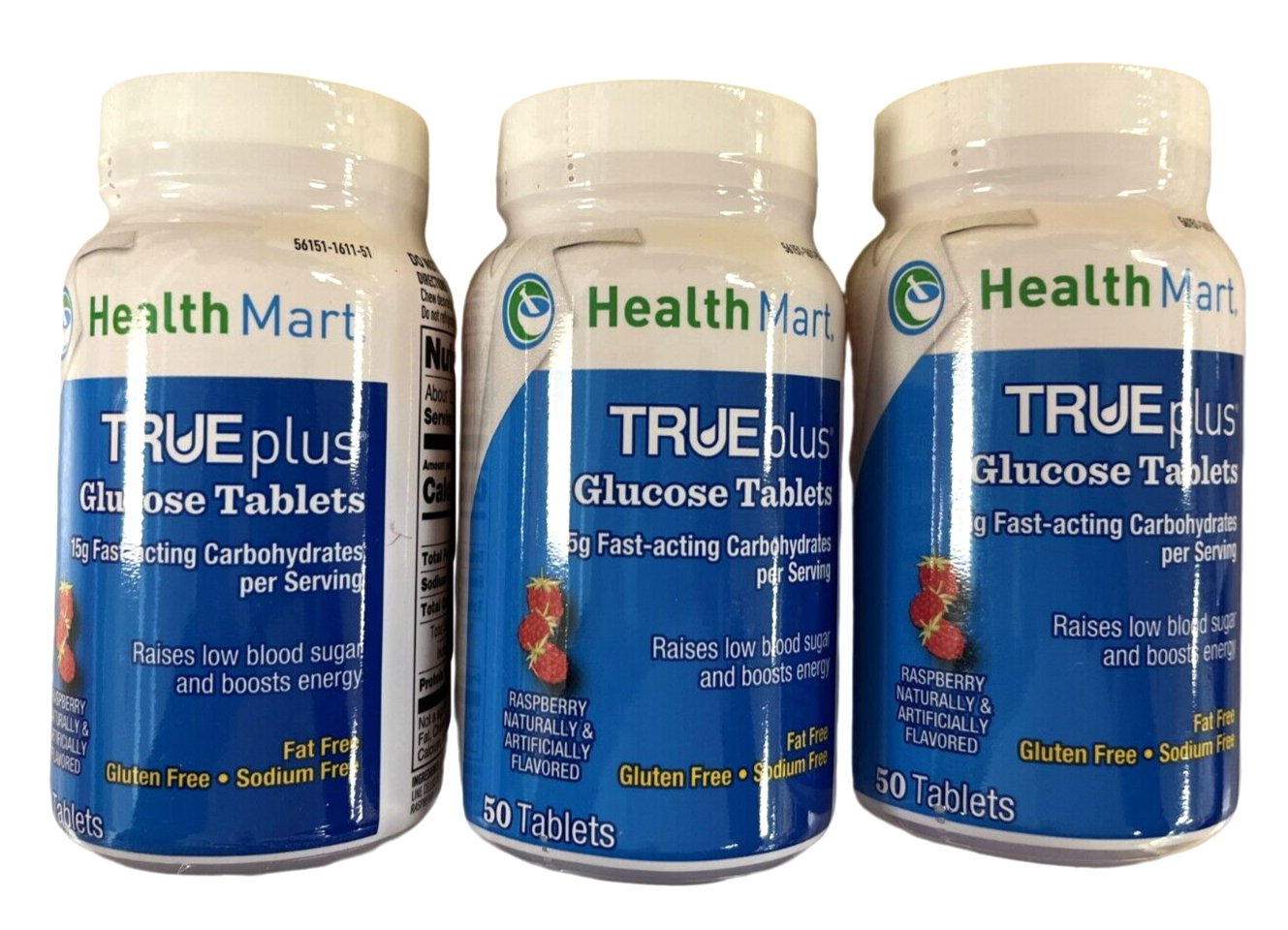 HM Glucose Tablets RASPBERRY 50 count ( 3 pack ) PHARMACY FRESH /