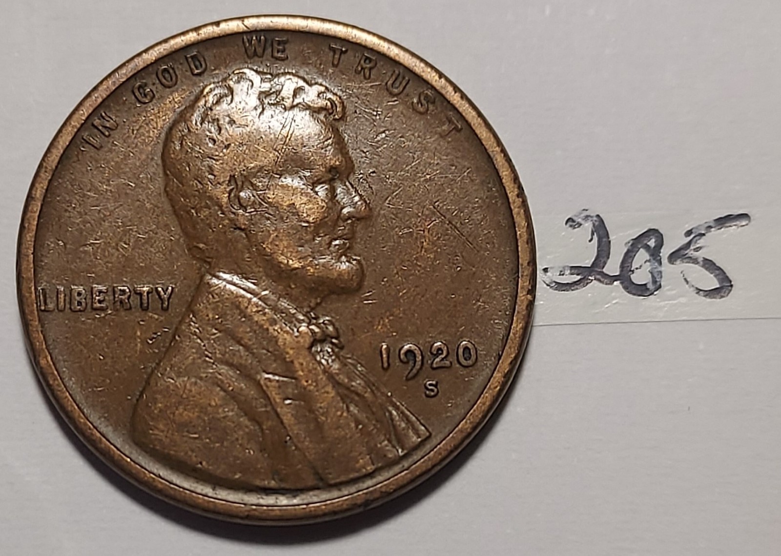 1920-S Lincoln Wheat Cent  Fine - Very Fine  #205