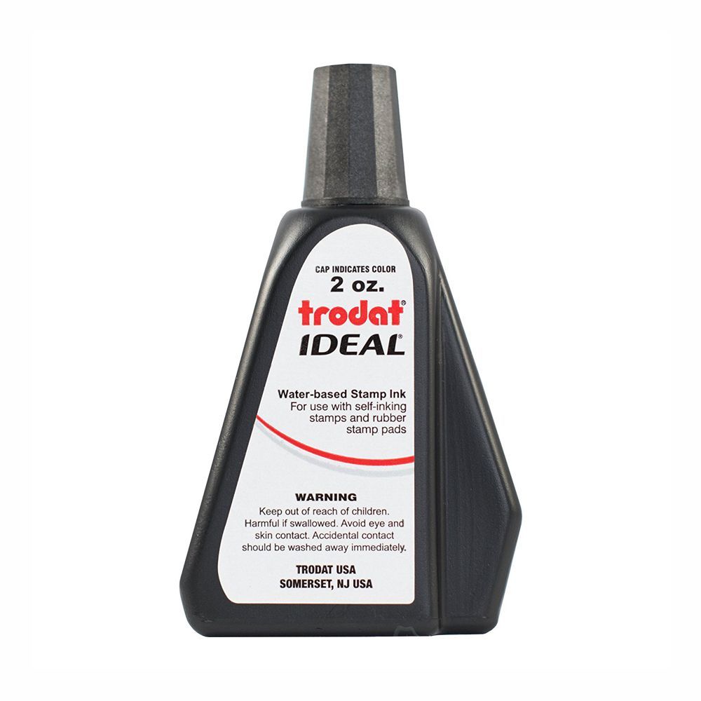 Black Self-inking Stamp Ink, Trodat 2 Oz Drip Spout Bottle