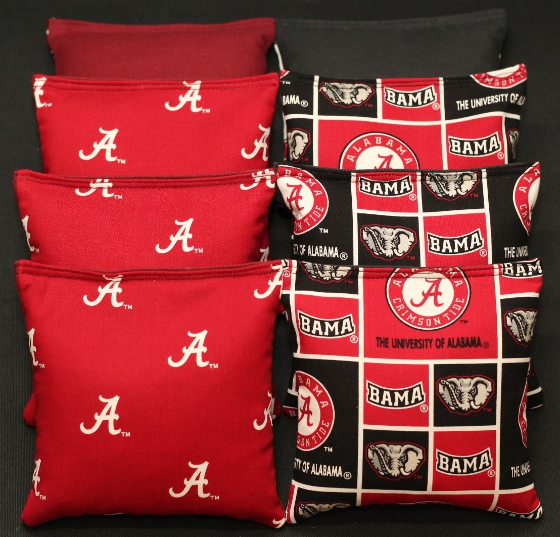 University of ALABAMA CRIMSON TIDE 8 CORNHOLE BEAN BAGS ACA Regulation Tailgate