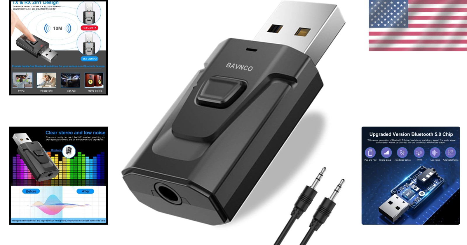 Bluetooth Stereo Music Receiver with Automatic Connection - Car/Home Use