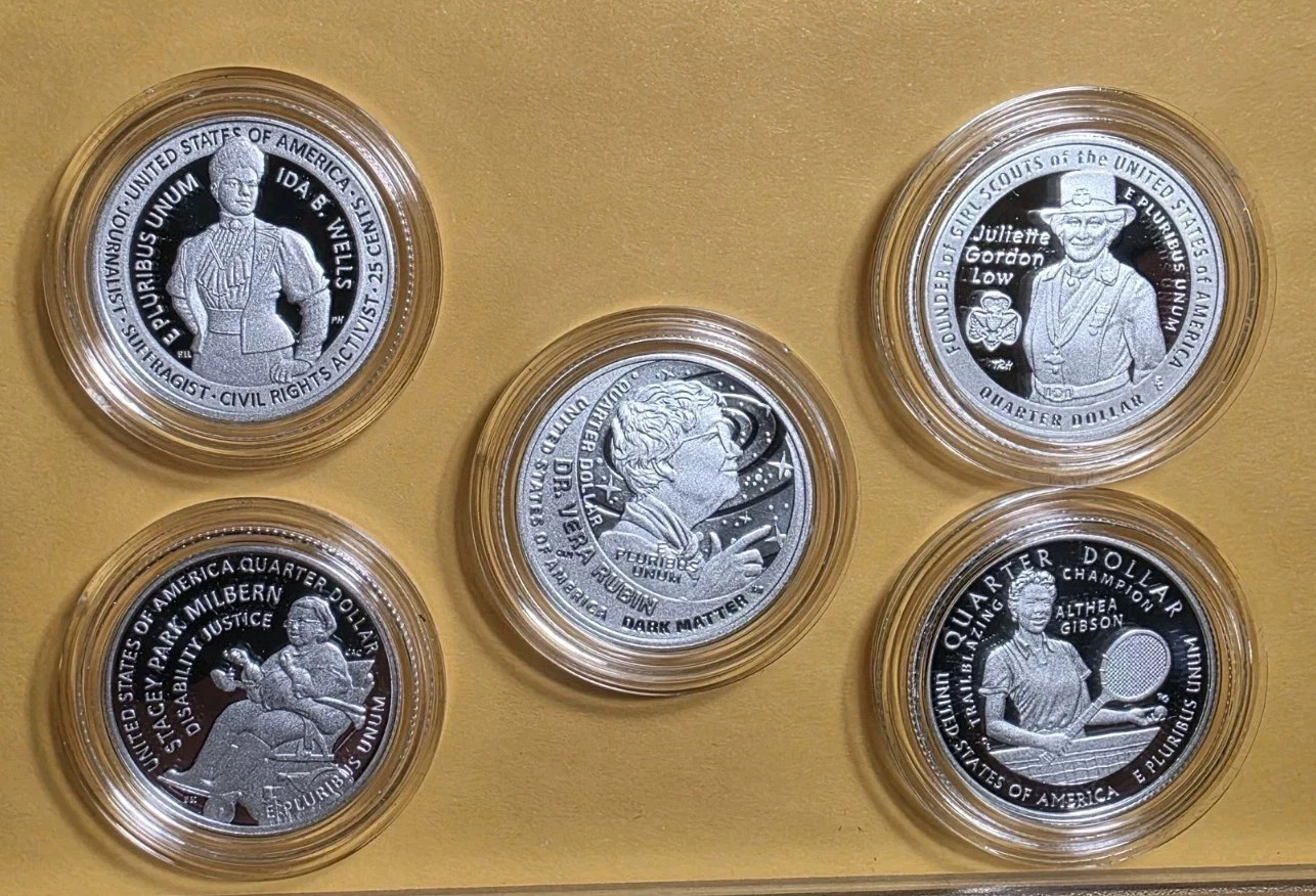 2025 S .999 SILVER American Women’s PROOF Quarters *IN COIN CAPSULES**FIVE COINS