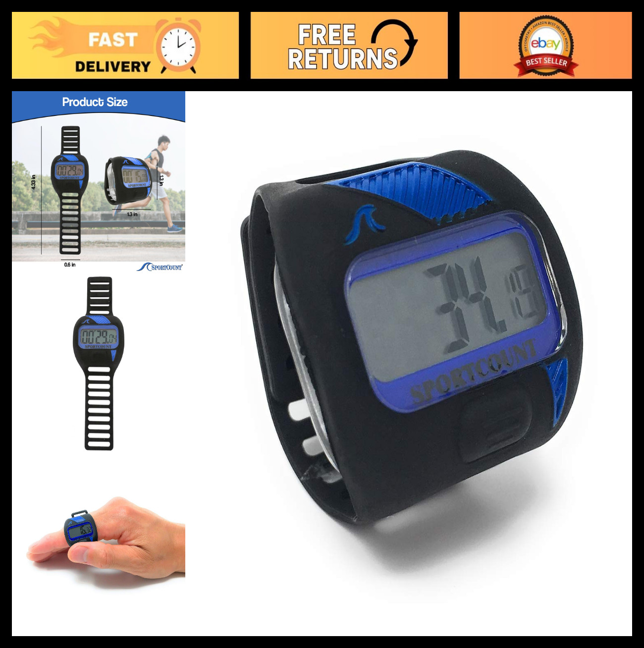 Waterproof Lap Counter Timer for Swimming, Running & Cycling | 1-Finger Operatio