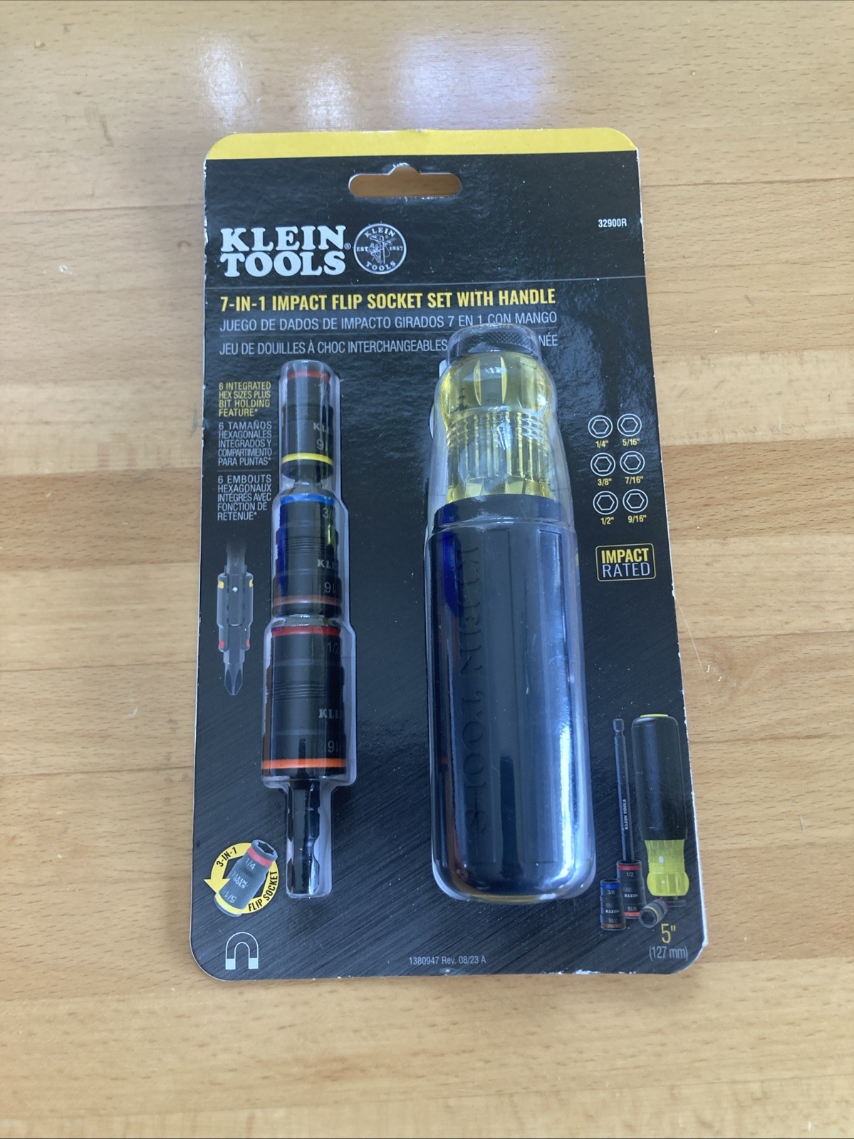 Klein Tools 32900R 7-in-1 Impact Flip Socket Set with Handle - 7 Piece NEW