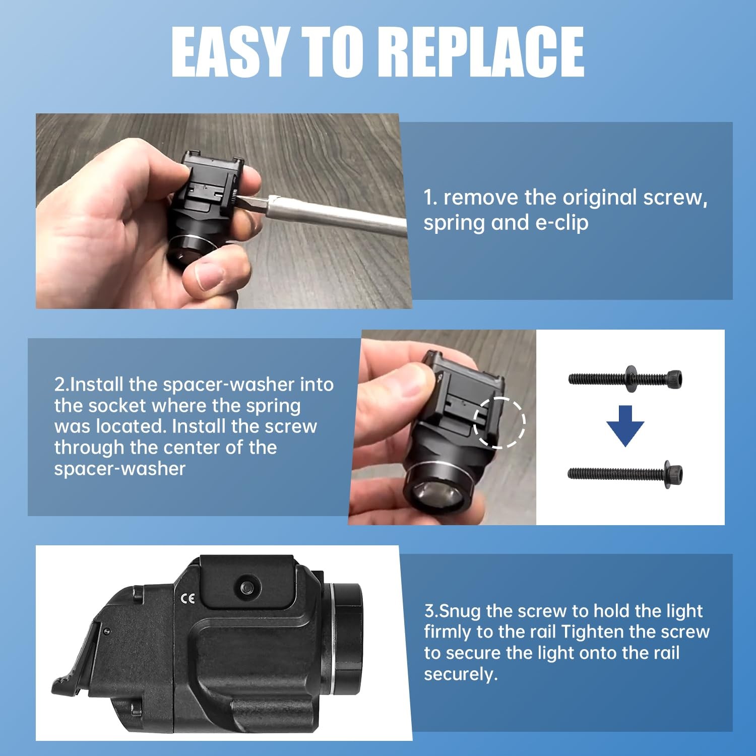 Trdzi Screw Kit Replacement for StreamLight TLR7, 7A, 7 SUB, One Size, black