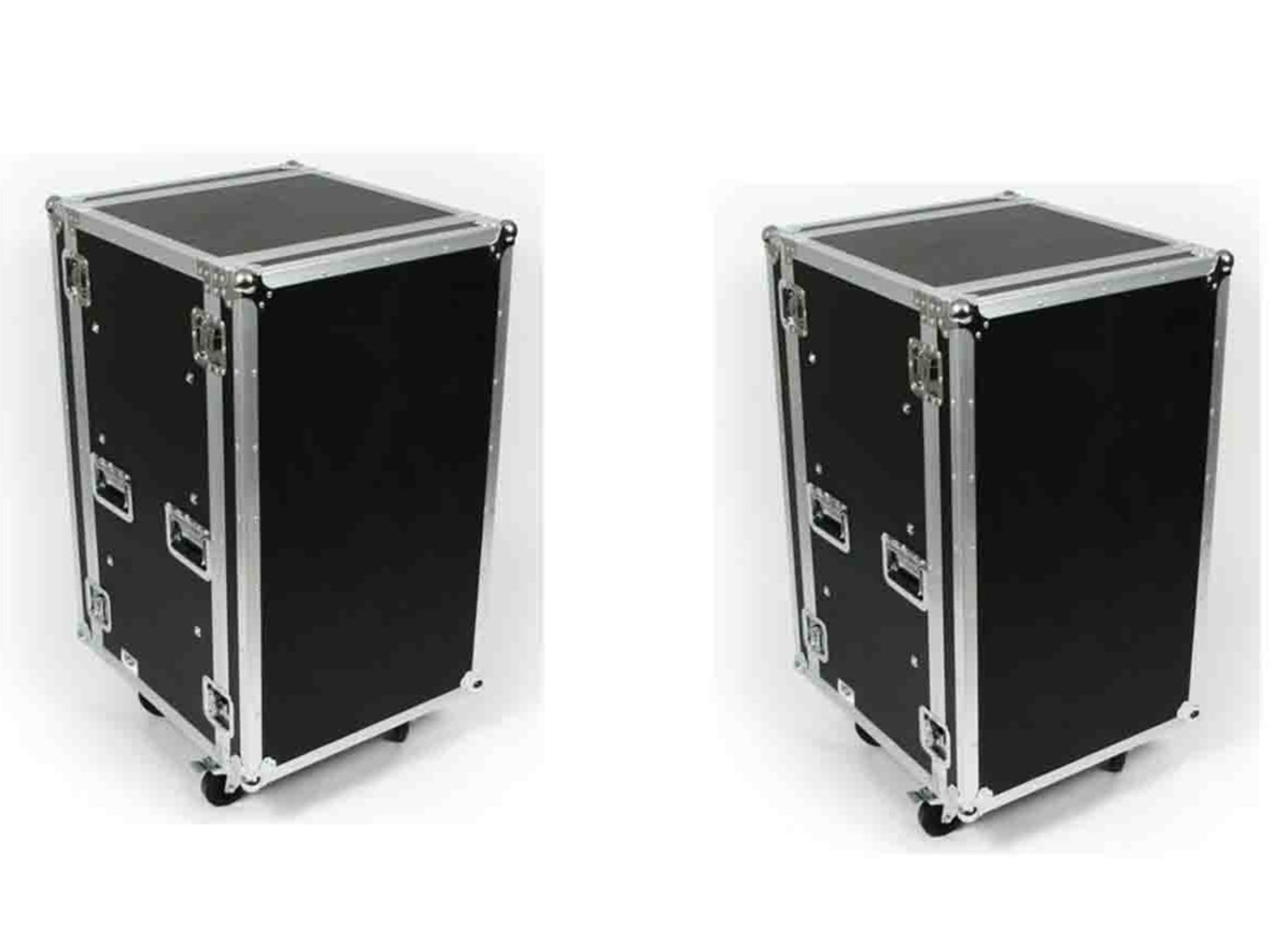 2pk - 20 Space Shock Mount Amp 20" Deep ATA Flight Rack Road Tour Case w/Wheels