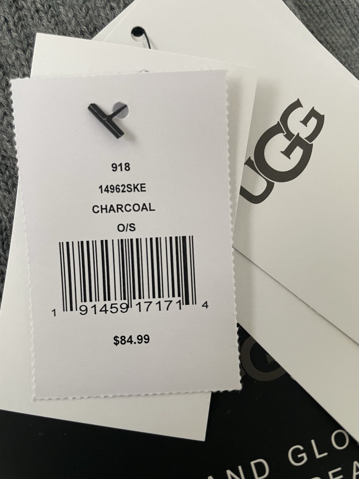NWT UGG Australia 2-Piece Hat & Tech Gloves Set Charcoal