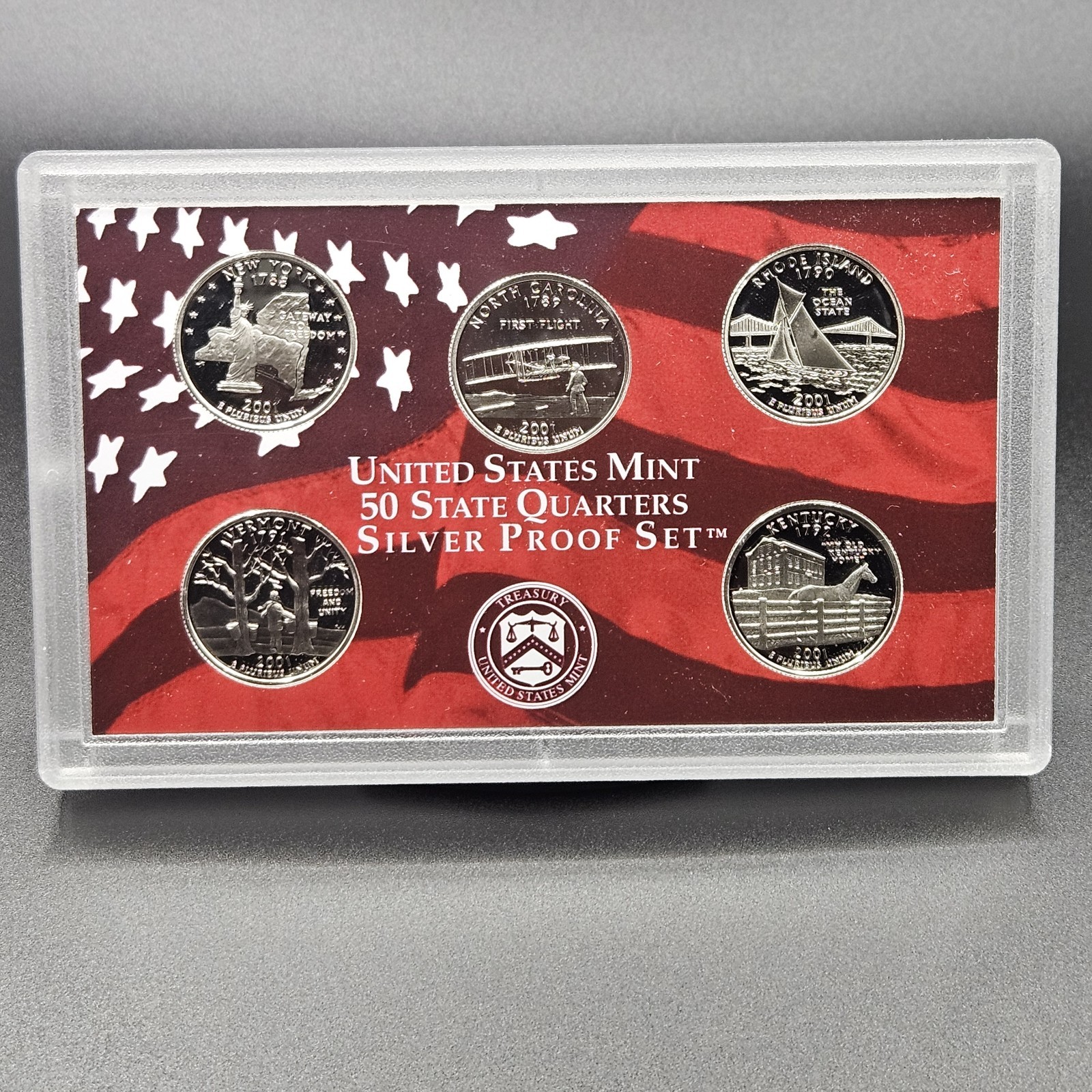 2001 United States Mint Silver Proof Set Complete OGP Box & COA 50 State...