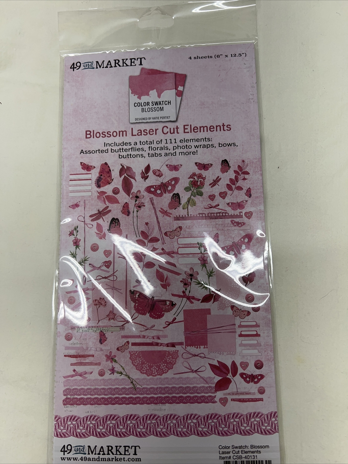 49 & Market  NIP Blossom Laser Cut Elements Lace Butterfly Bows Buttons 4 Pcs