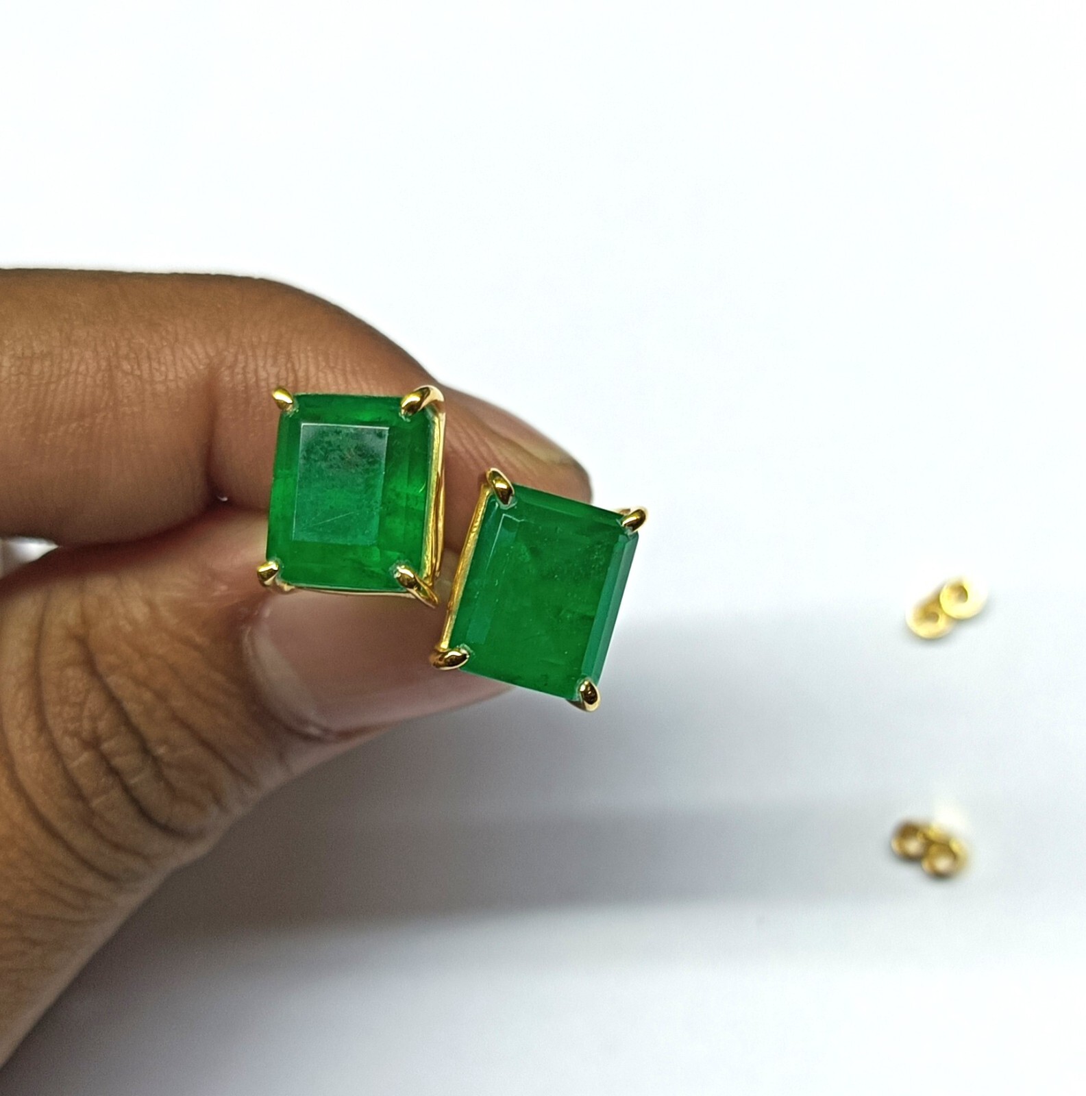 Natural Emerald Earrings For Gift Silver Jewelry Gold Plated Birthstone Earrings