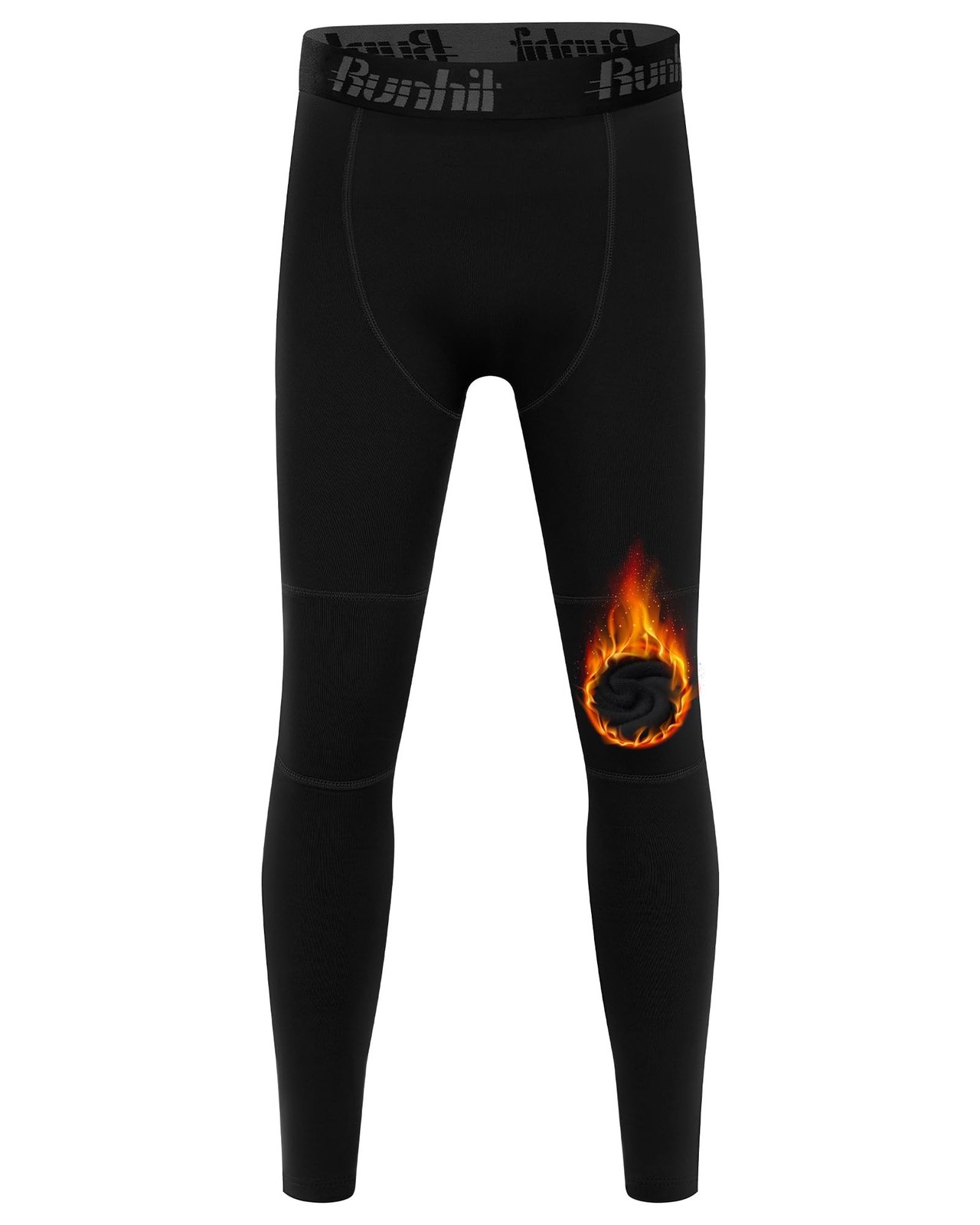 Runhit Boys Compression Leggings Fleece Lined - Youth Sports Tights Kids Ther...