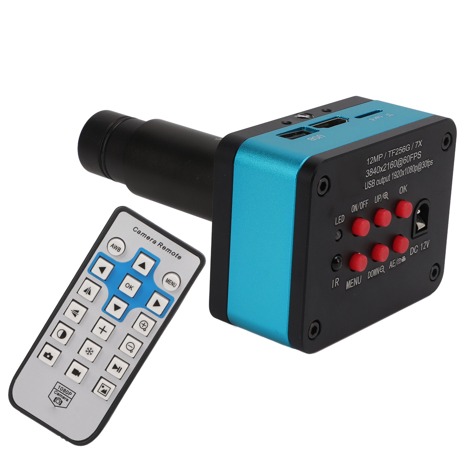 4K 12MP 60FPS Industrial Microscope Camera With 0.5X Lens