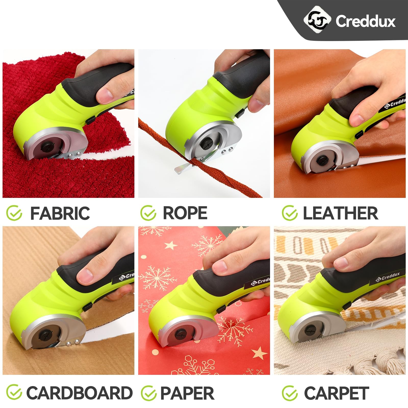 Creddux Cordless Electric Scissors, 4.2V Cardboard Cutter Tool for Green