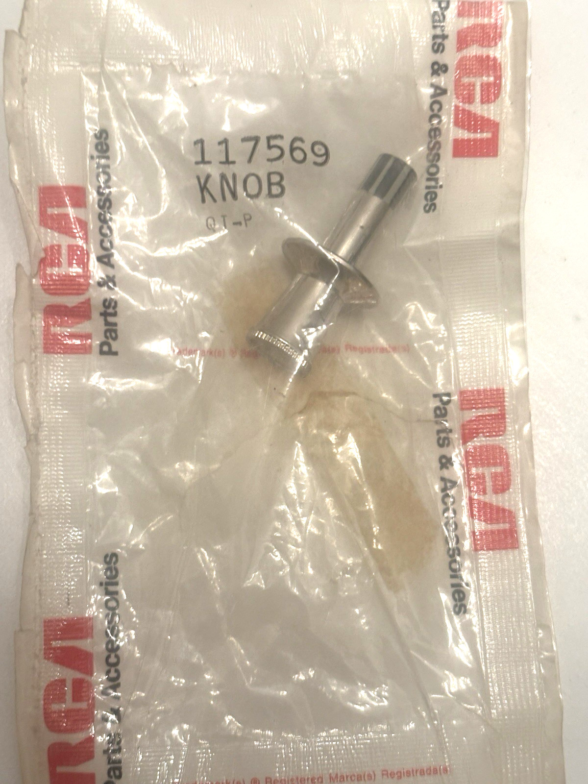 Vtg RCA On/off  Knob Silver Plastic Replacement Part for CRT Tube TV 117569 NOS