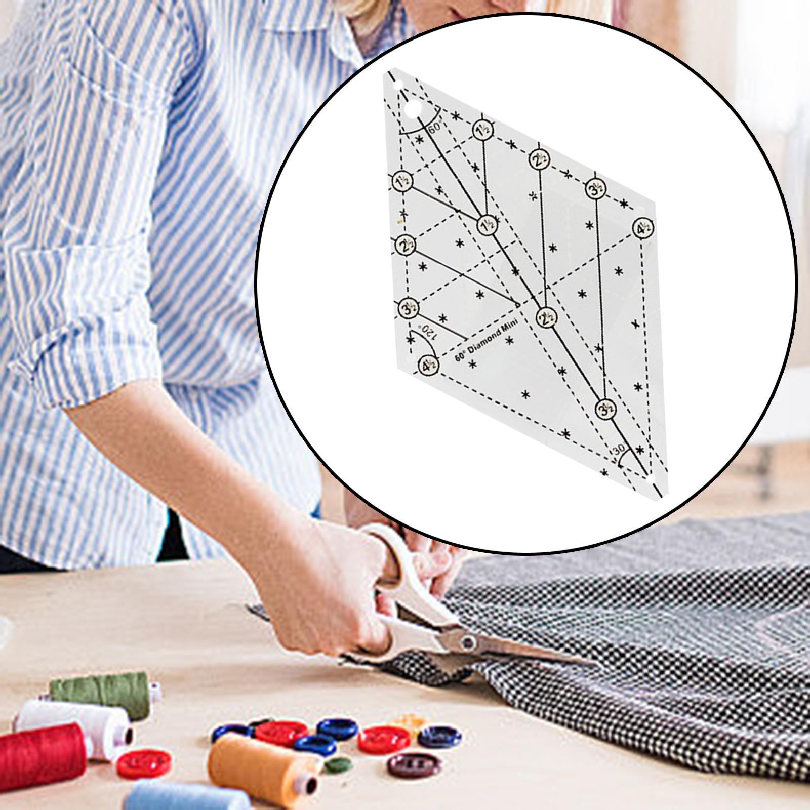 60 Degree Diamond Quilting Template Quilting Ruler Clear for Medium