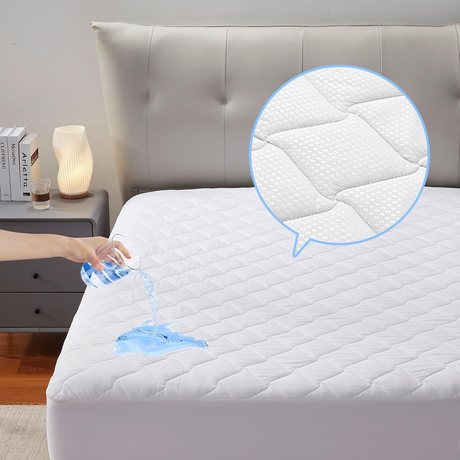SLEEP ZONE Waterproof Mattress Protector Pad Twin XL Machine Washable, Breath...