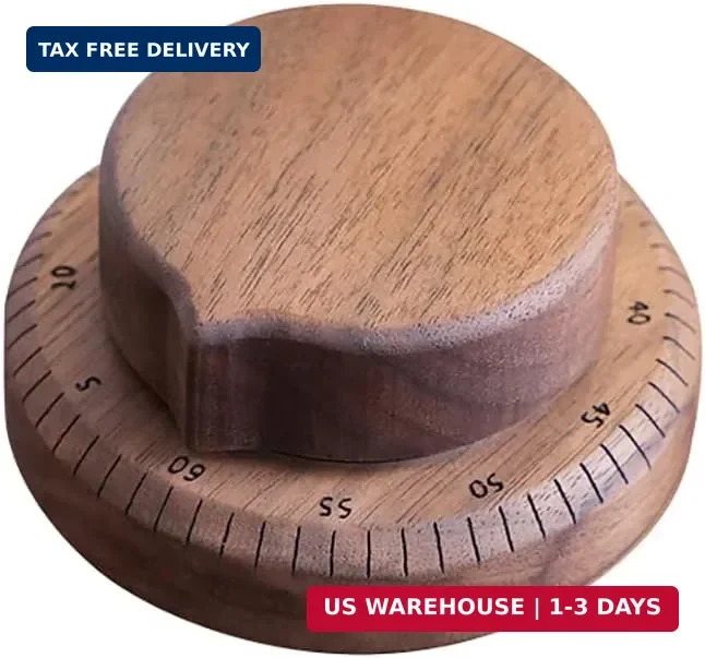 Walnut Wood Kitchen Timer - 60 Minute Mechanical Countdown, Wooden Cooking Timer