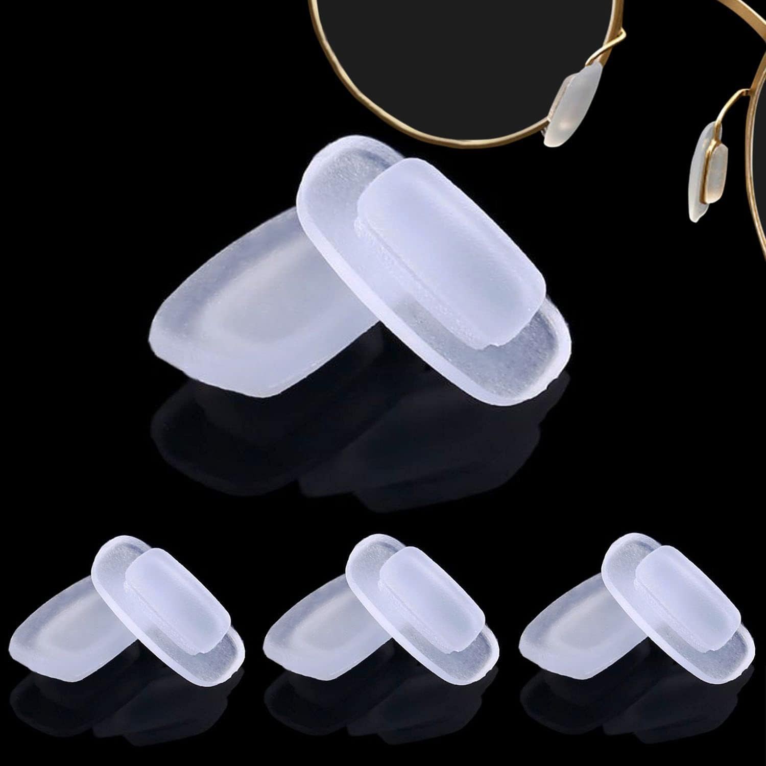 Eyeglass Nose Pads 4 Pair of Replacement Square Premium Grade Soft Silicone -...