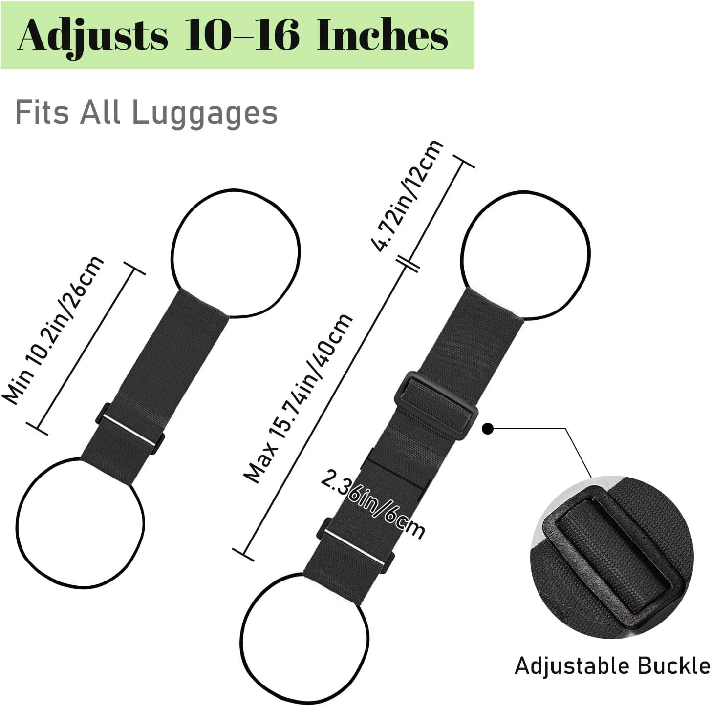 2 Pack Multi Use Strong Adjustable Luggage Connector Straps for Suitcases | Flex