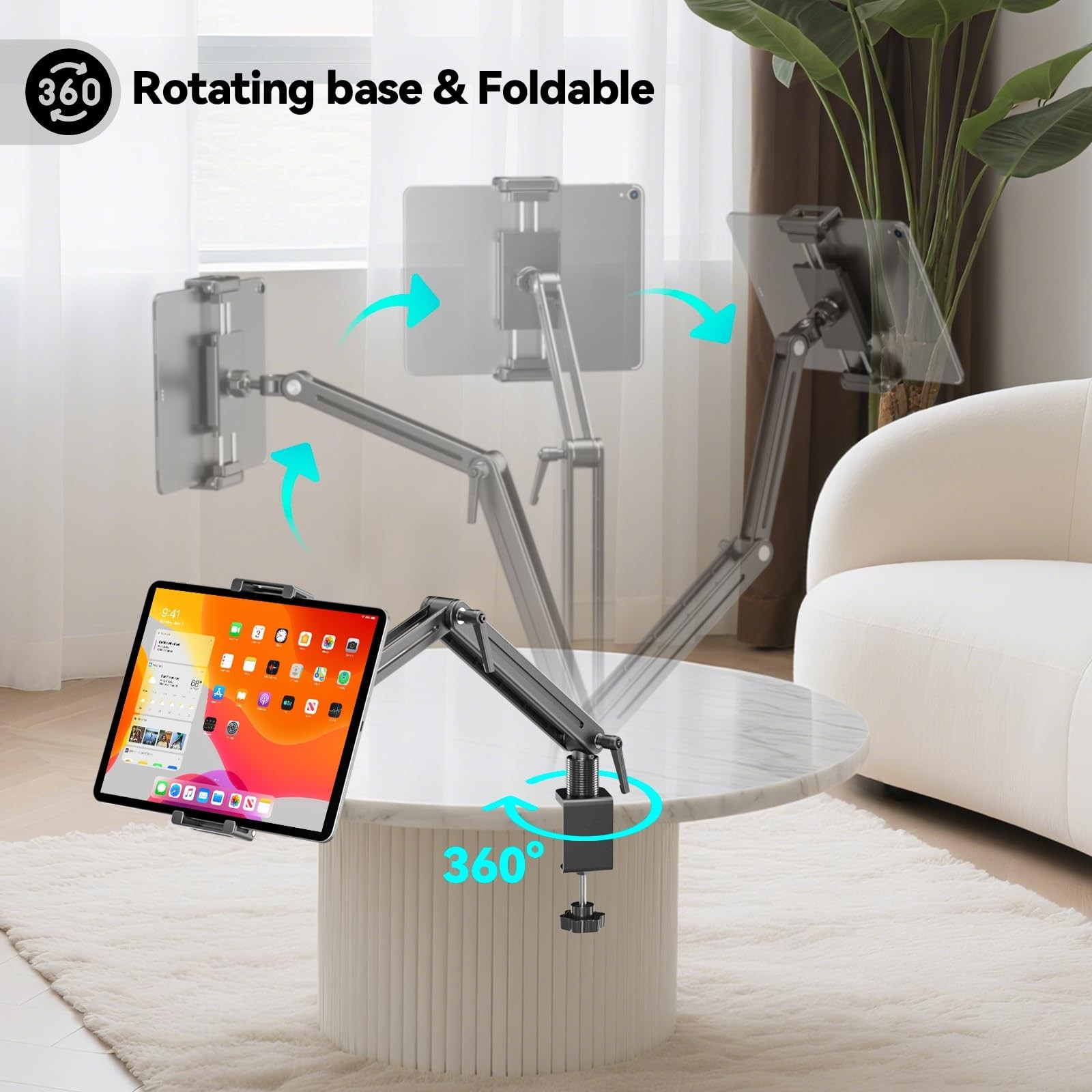 Portable Monitor Stand Desk Holder- Large Clamp support up to 12.9 14.6 15.6 ...