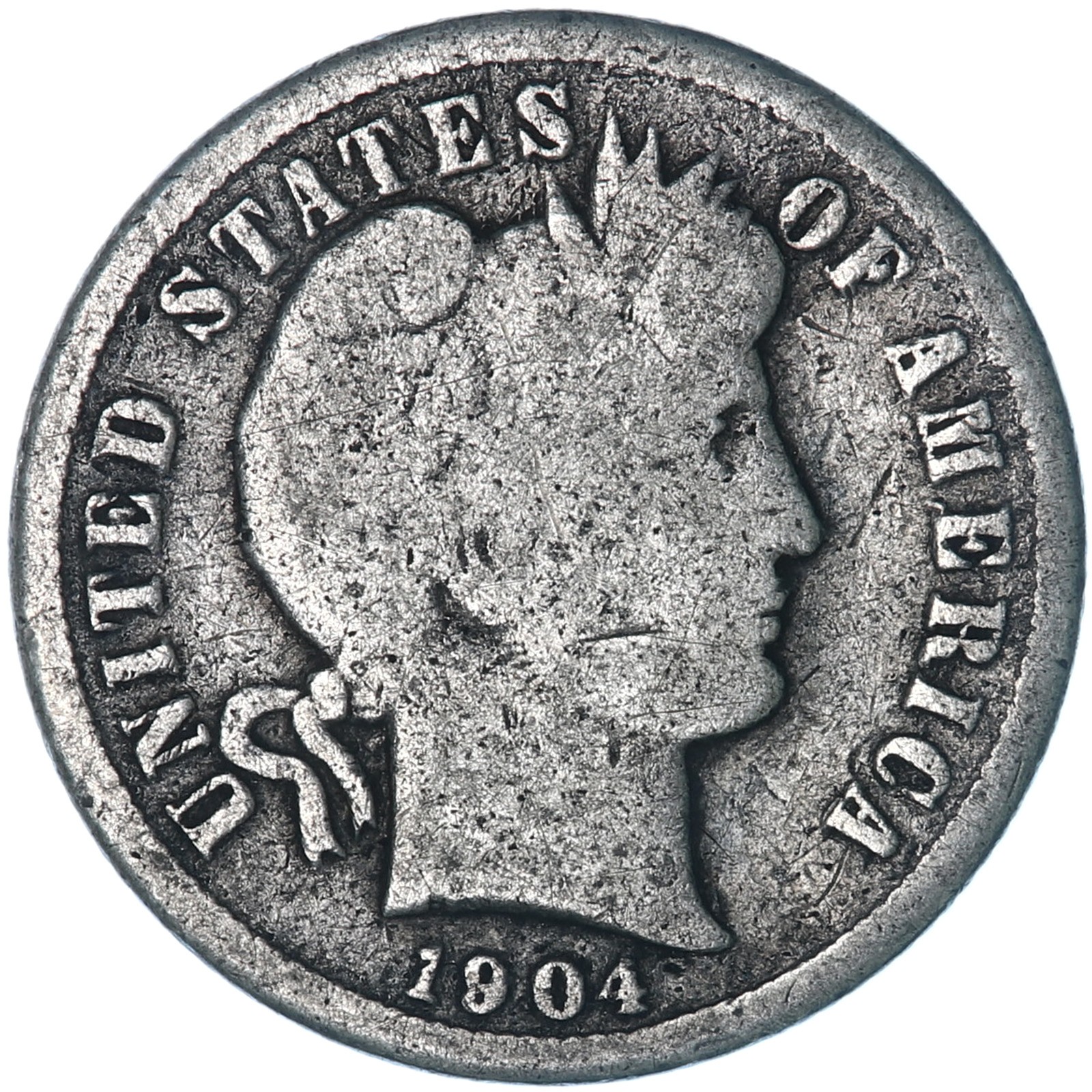 1904 (P) Barber Dime 90% Silver Good GD