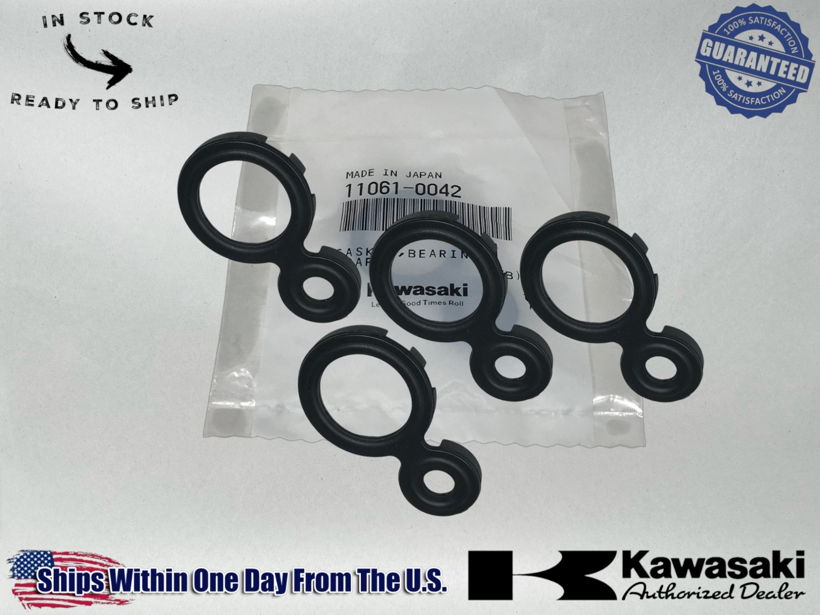 4 Kawasaki Genuine OEM 2003-06 NINJA ZX-6R BEARING CAP GASKETS  11061-0042